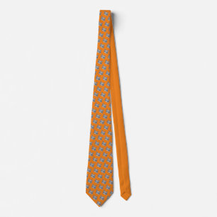 Halloween Orange Pattern Tabby Cat Yellow Eyes Tie