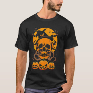 Halloween orange pumpkin and skull  T-Shirt