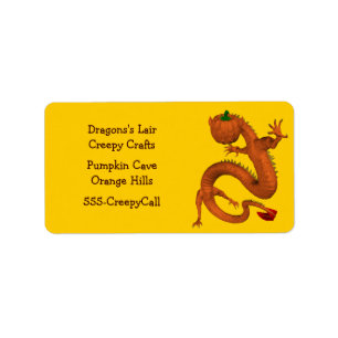 Halloween  Orange Pumpkin Dragon Label