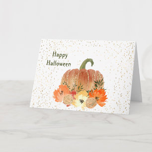 Halloween Orange Pumpkin Floral Card