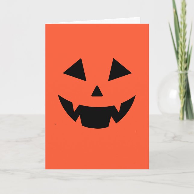 Halloween orange pumpkin jack o lantern bats card (Front)