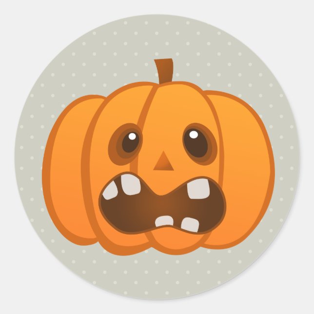 Halloween Orange Pumpkin Jack-o'-lantern Classic Round Sticker (Front)