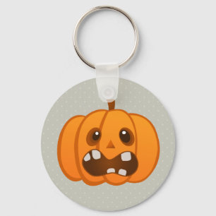 Halloween Orange Pumpkin Jack-o'-lantern Key Ring