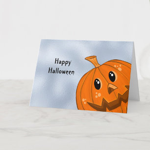Halloween Orange Pumpkin Selfie Card