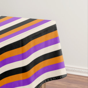 Halloween Orange Purple Black Stripe Tablecloth