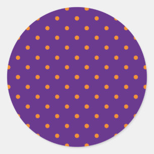 Halloween orange purple polka dots cute favours classic round sticker