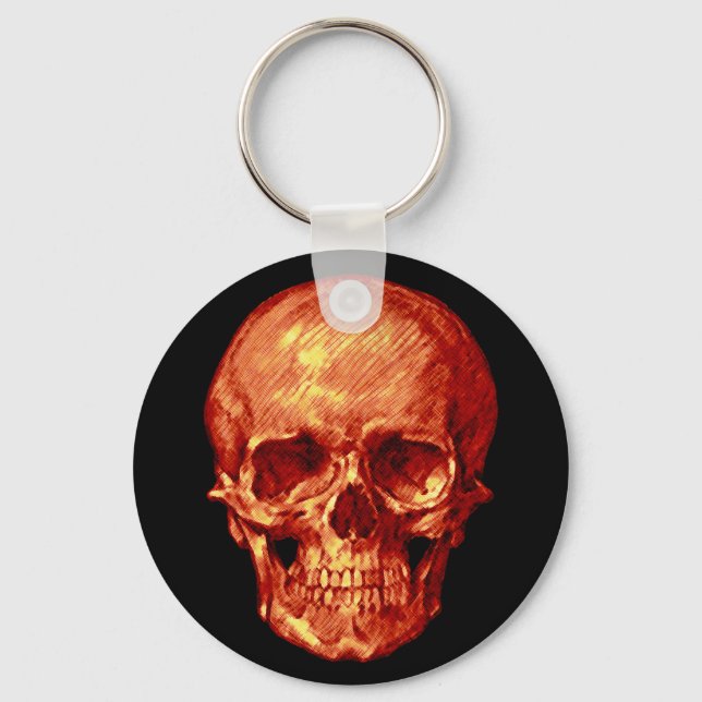 Halloween Orange Skull Key Ring (Front)