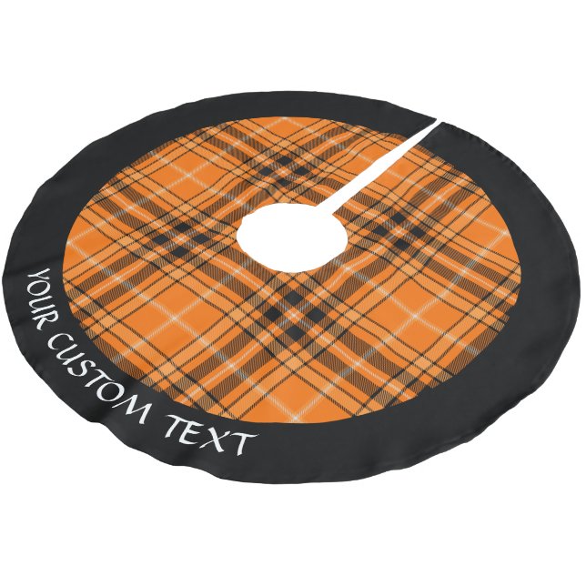 Halloween Orange Tartan Brushed Polyester Tree Skirt (Angled)
