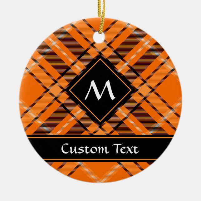 Halloween Orange Tartan Ceramic Tree Decoration (Front)