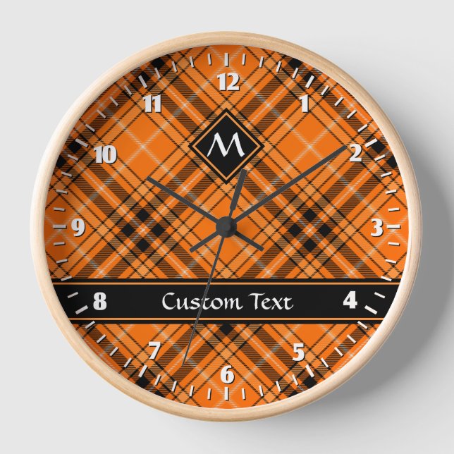 Halloween Orange Tartan Clock (Front)