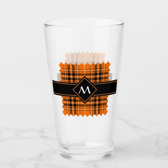 Halloween Orange Tartan Glass (Front)