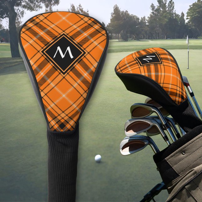 Halloween Orange Tartan Golf Head Cover (Creator Uploaded)