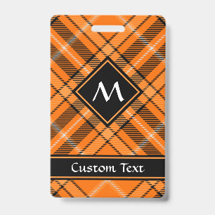 Halloween Orange Tartan ID Badge