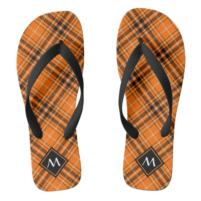 Halloween Orange Tartan Jandals (Footbed)
