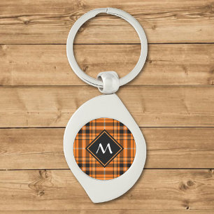 Halloween Orange Tartan Key Ring