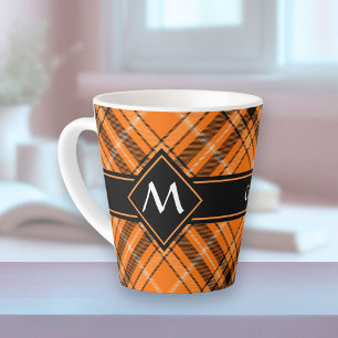 Halloween Orange Tartan Latte Mug