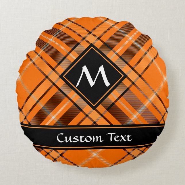 Halloween Orange Tartan Round Cushion (Front)