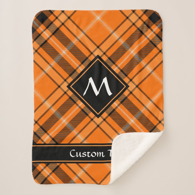 Halloween Orange Tartan Sherpa Blanket (Front)