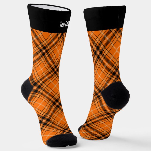 Halloween Orange Tartan Socks (Angled)