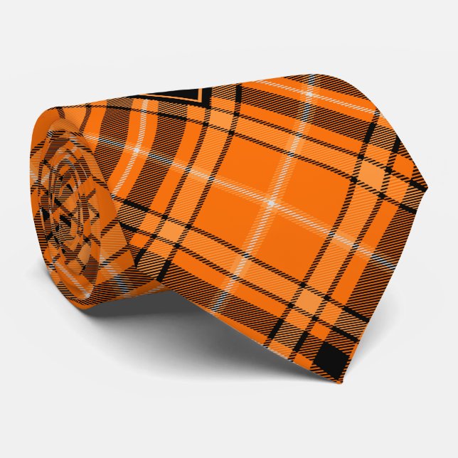 Halloween Orange Tartan Tie (Rolled)
