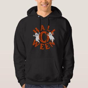 Halloween Orange Typography Ghosts Hoodie