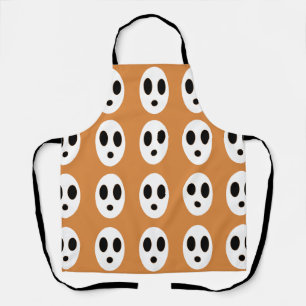 Halloween Orange White Ghost Halloween  Apron