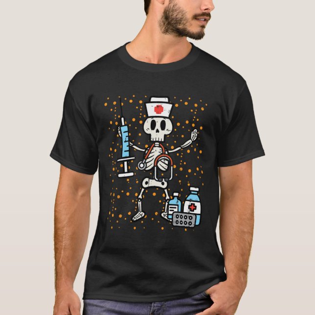 Halloween Orthopaedic Nurse Skeleton Scrub Top Cos (Front)