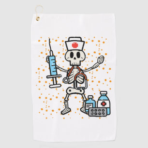 Halloween Orthopaedic Nurse Skeleton Scrub Top Golf Towel