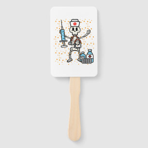 Halloween Orthopaedic Nurse Skeleton Scrub Top Hand Fan
