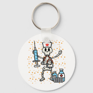 Halloween Orthopaedic Nurse Skeleton Scrub Top Key Ring