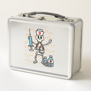 Halloween Orthopaedic Nurse Skeleton Scrub Top Metal Lunch Box