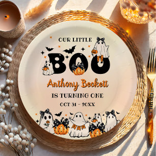 Halloween Our Little Boo 1st Birthday Party Paper Plate