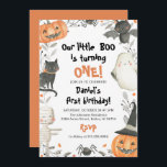 Halloween Our Little Boo Birthday Party Invitation<br><div class="desc">Our Little Boo Birthday Party Invitation Editable Halloween 1st Birthday Invitation Fall Pumpkin Ghost Spooky Cute Halloween Birthday Invite</div>