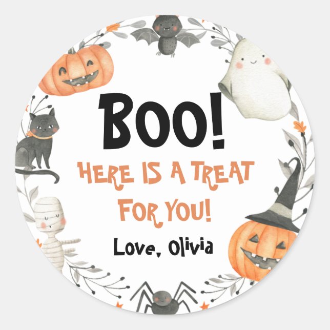 Halloween Our Little Boo Birthday Party Sticker (Front)