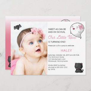 Halloween Our Little Boo Ghost Girl 1st Birthday Invitation
