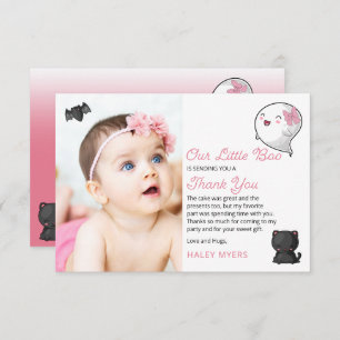 Halloween Our Little Boo Ghost Girl 1st Birthday Thank You Card