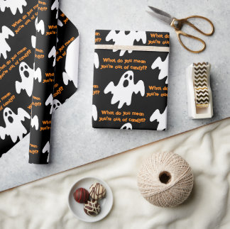 Halloween Out of Candy Funny Ghost Wrapping Paper