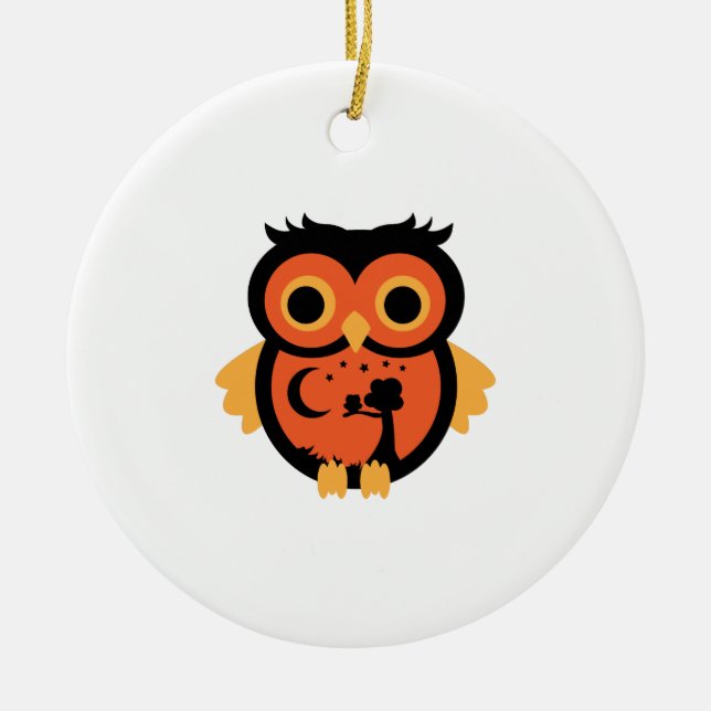 Halloween Owl Ceramic Tree Decoration (Front)