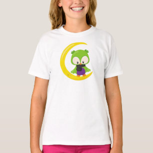 Halloween Owl, Cute Owl, Green Owl, Moon, Scarf T-Shirt