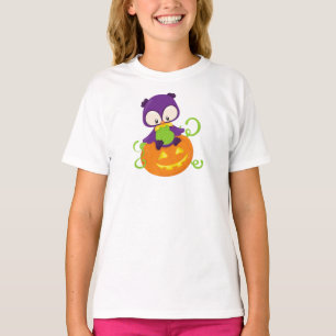 Halloween Owl, Cute Owl, Purple Owl, Pumpkin T-Shirt