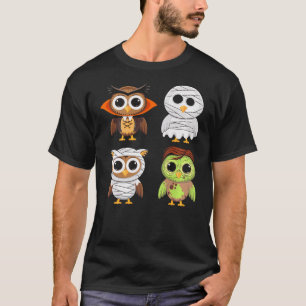 Halloween Owl Ghost Vampire Mummy Trick Or Treat T-Shirt