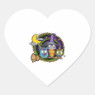 Halloween Owl Heart Sticker
