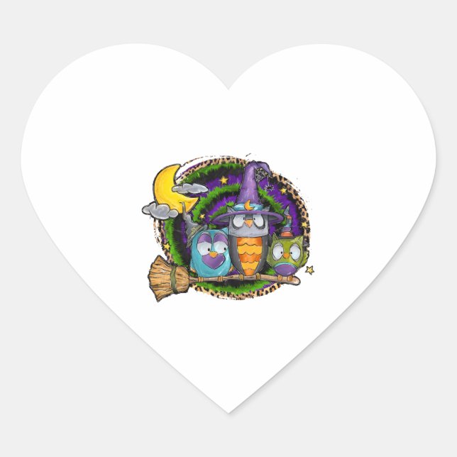 Halloween Owl     Heart Sticker (Front)