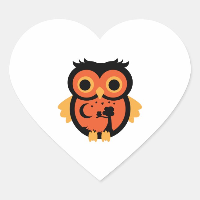 Halloween Owl   Heart Sticker (Front)