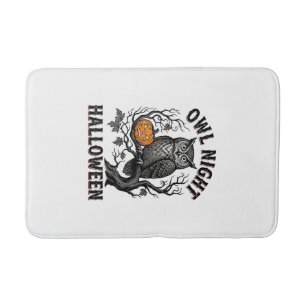 Halloween Owl Shirt Vintage Spooky Bird Party Desi Bath Mat
