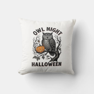 Halloween Owl Shirt Vintage Spooky Bird Party Desi Cushion