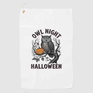 Halloween Owl Shirt Vintage Spooky Bird Party Desi Golf Towel