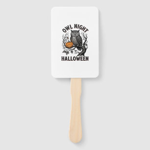 Halloween Owl Shirt Vintage Spooky Bird Party Desi Hand Fan