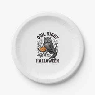 Halloween Owl Shirt Vintage Spooky Bird Party Desi Paper Plate