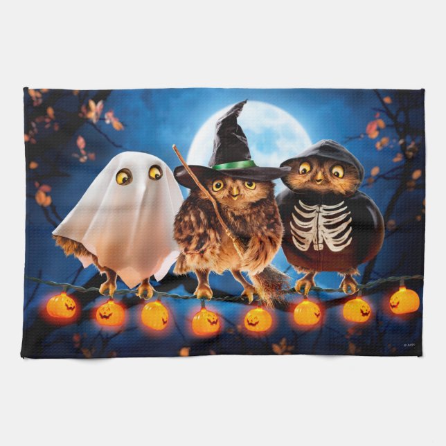 Halloween Owls Tea Towel (Horizontal)